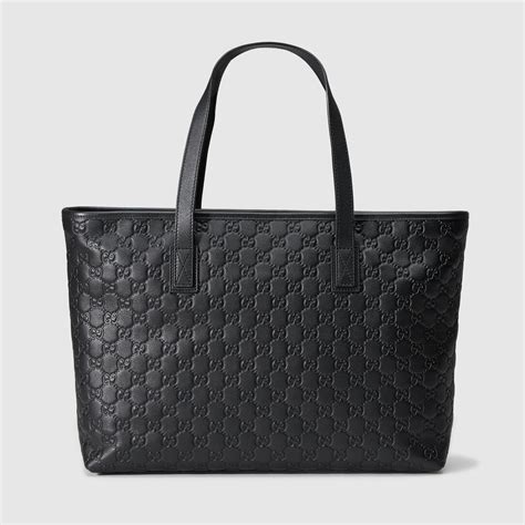 gucci black leather tote purse|leather shopper tote gucci.